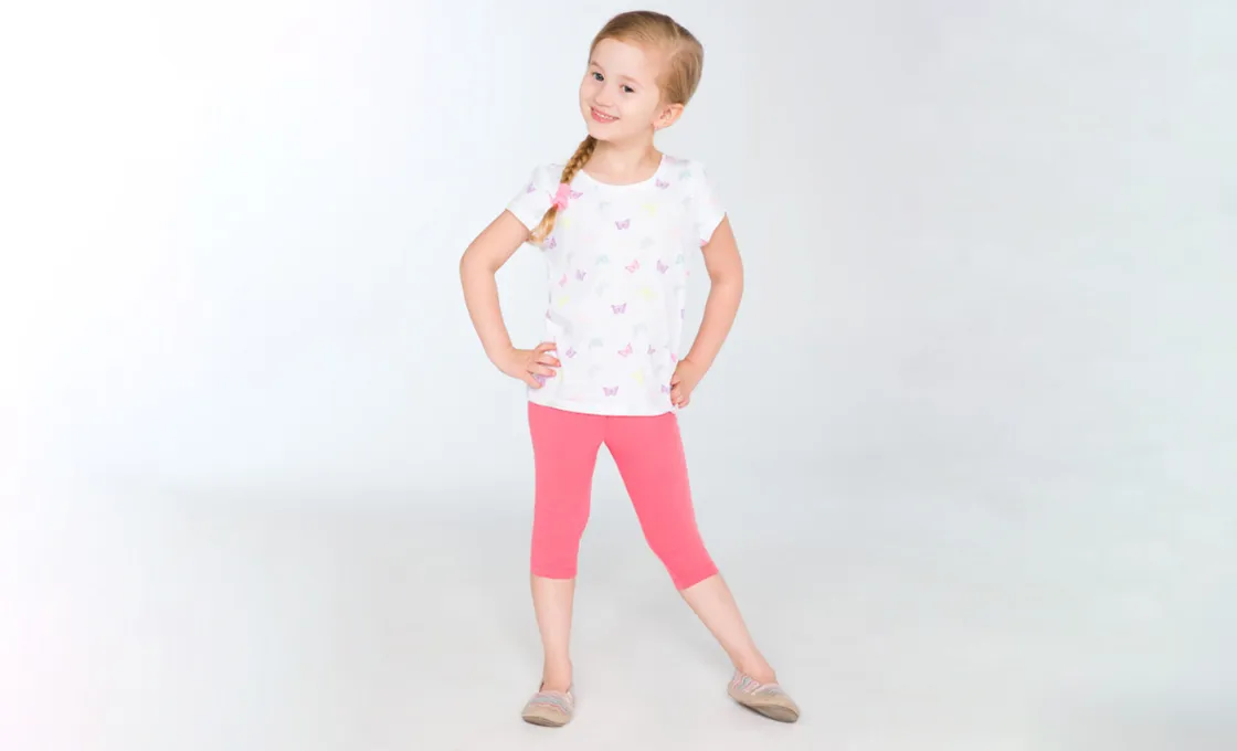 Manufacturing service with careful fabric selection for Kids Capri Leggings.