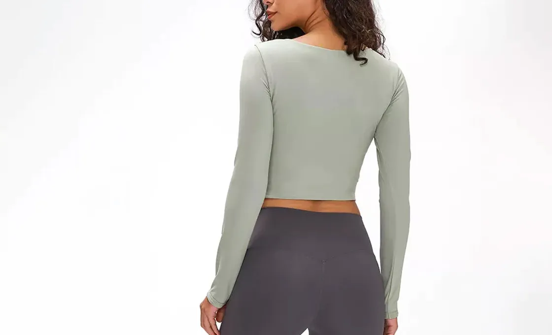 custom long sleeve crop top manufacturing fitness tee