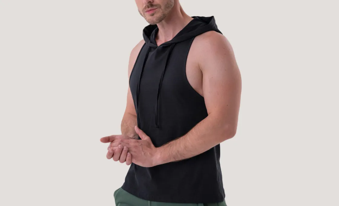 custom hooded tank top manufacturing men fashionswear hoodies