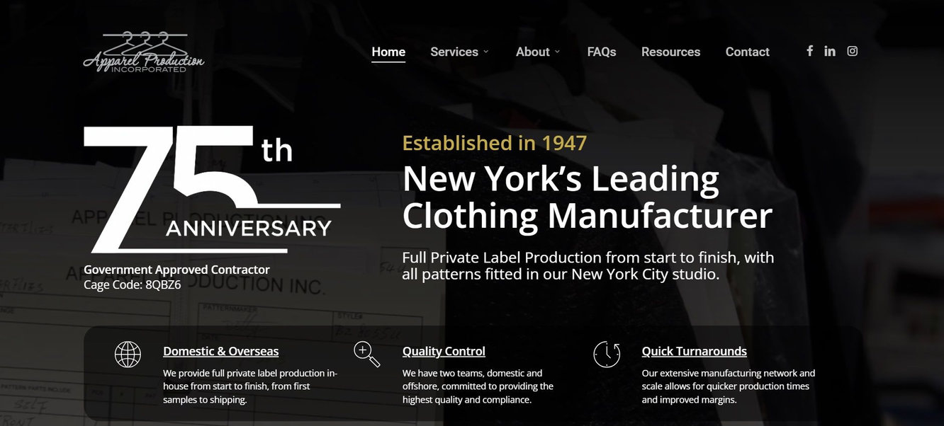 Apparel Production delivers full-service manufacturing with 75+ years of experience
