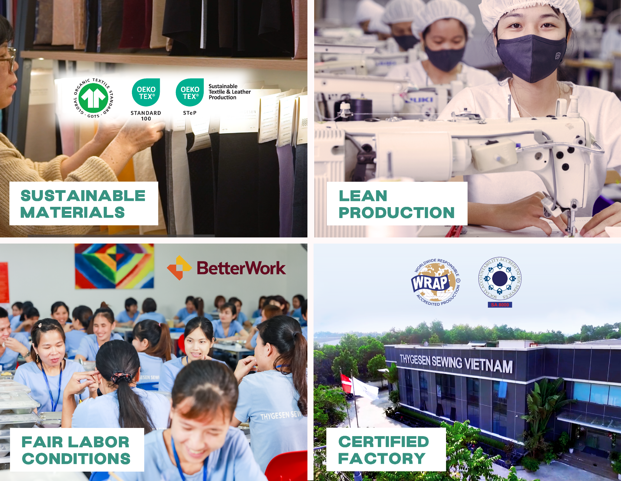 Our commitment extends beyond eco-friendly materials, we aim to respect people, protect the planet, and support the communities where we operate