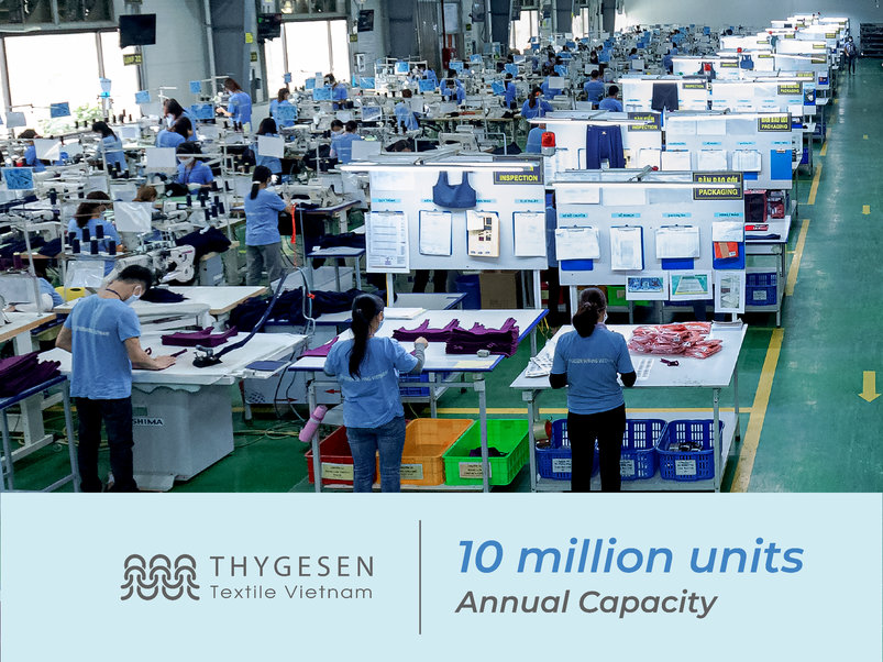 Thygesen produces nearly 10 million pieces annually, across diverse categories including activewear, underwear, casualwear, kidswear, workwear, and uniforms