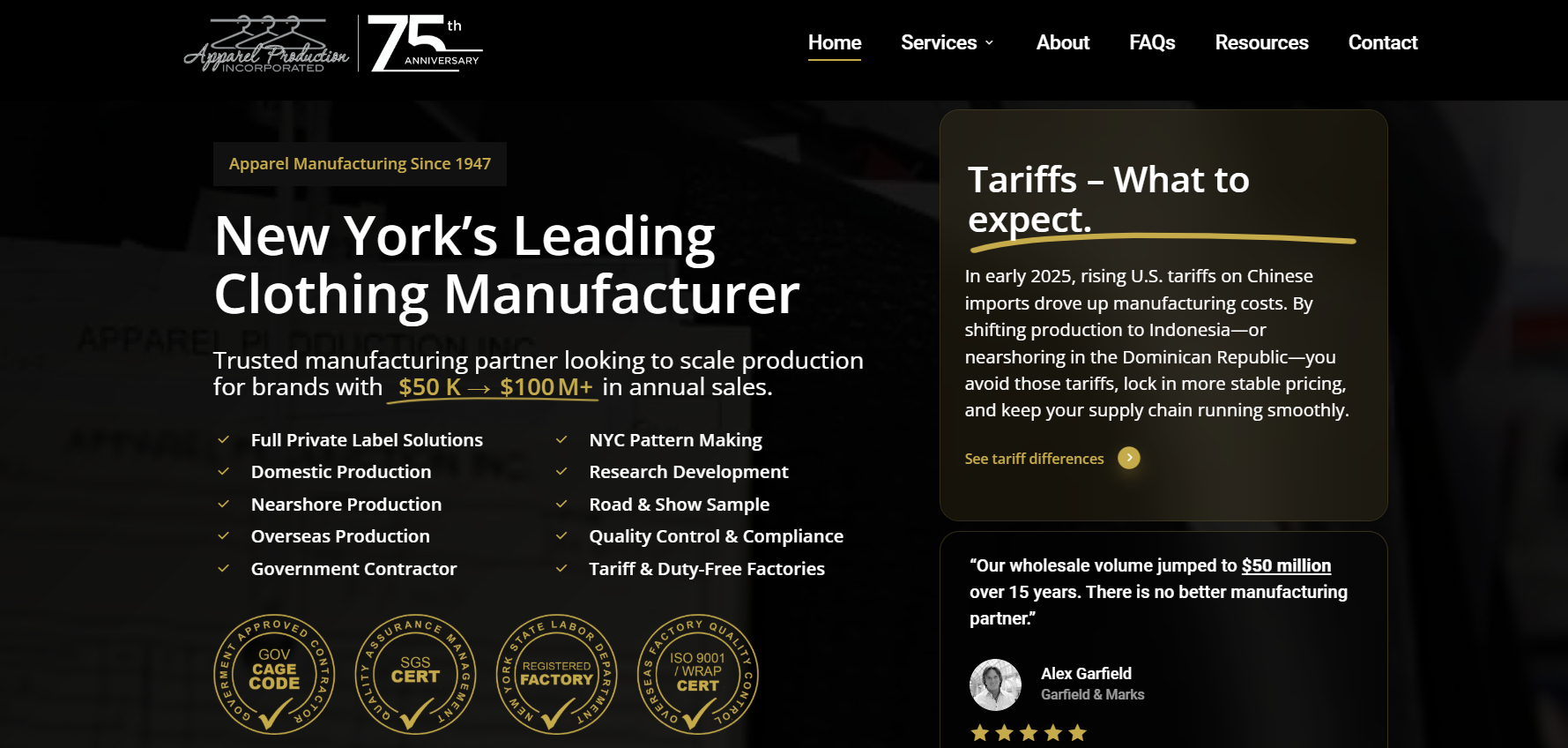 Apparel Production offers full-service manufacturing for knit and woven garments