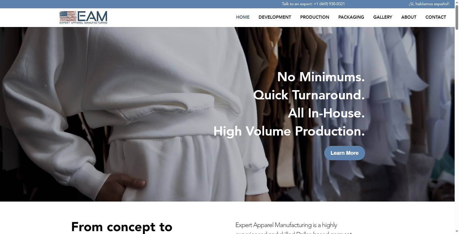 EAM offers full-service apparel production with no MOQ