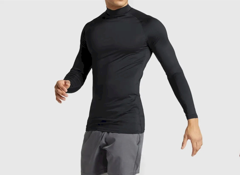 Compression tops use high-stretch fabrics and precise patterning for performance