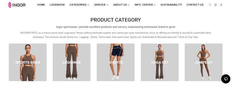 Ingor Sportswear makes OEM/ODM activewear and fitness jumpsuits.