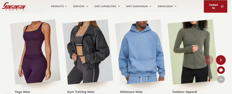 Sansansun produces gym wear, yoga, seamless activewear, and leggings.