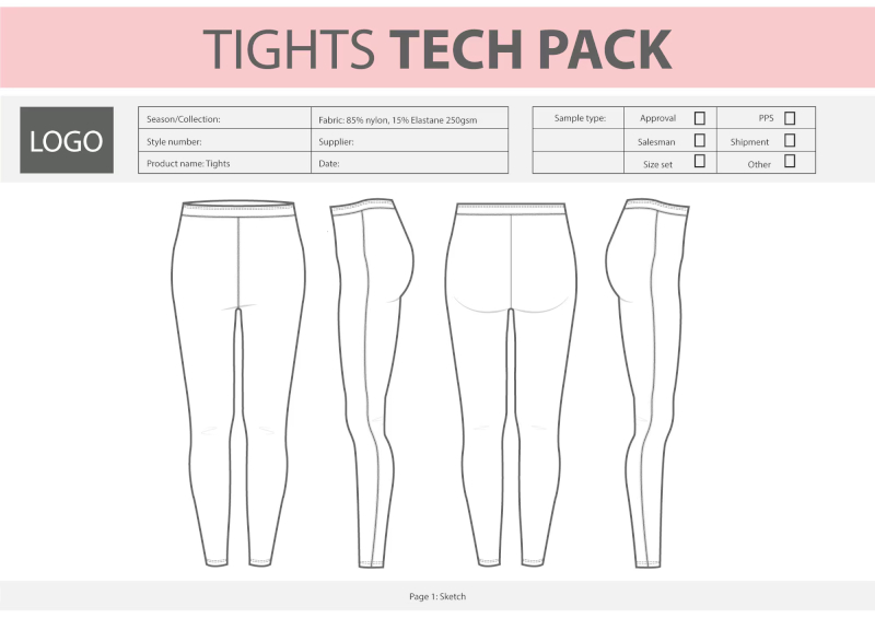 Brands provide sketches, samples, and a detailed tech pack