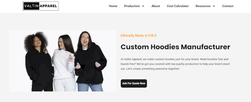 Valtin Apparel offers flexible custom hoodie manufacturing with diverse options