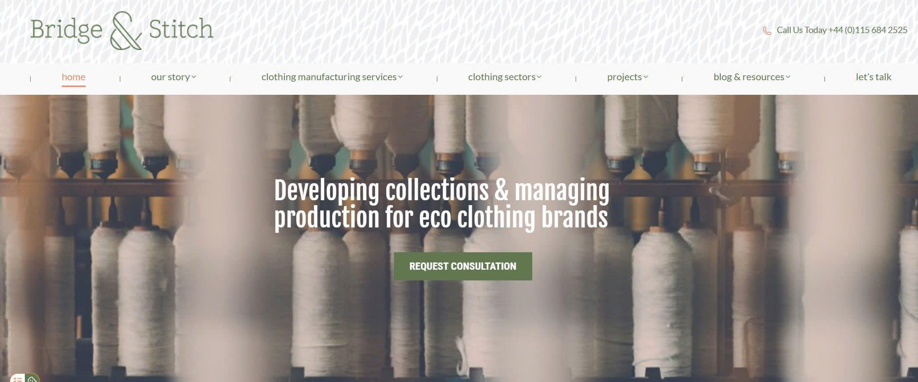 Bridge & Stitch offers end‑to‑end manufacturing services, including design assistance, tech pack creation, sampling, pattern making, fabric sourcing, and bulk production