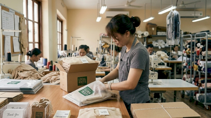 Hoodies are folded, tagged, and packed to prevent damage