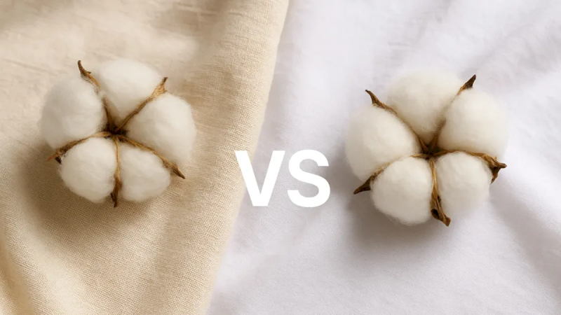 Organic cotton is chemical-free; regular uses synthetics
