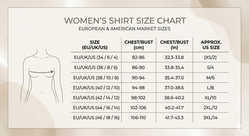 Women’s T-shirt sizing is more complex, often combining numeric systems with varied fit interpretations across brands