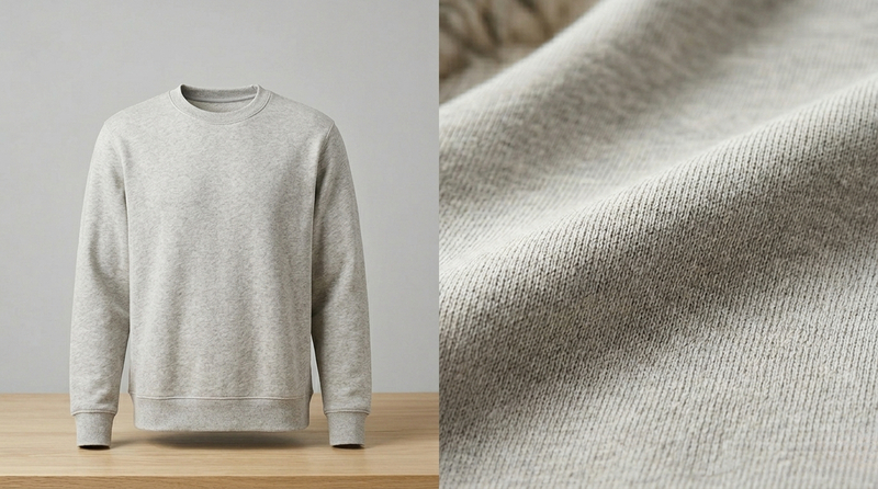 Sweatshirts rely on knitted yarn construction, which directly influences texture, warmth, and appearance