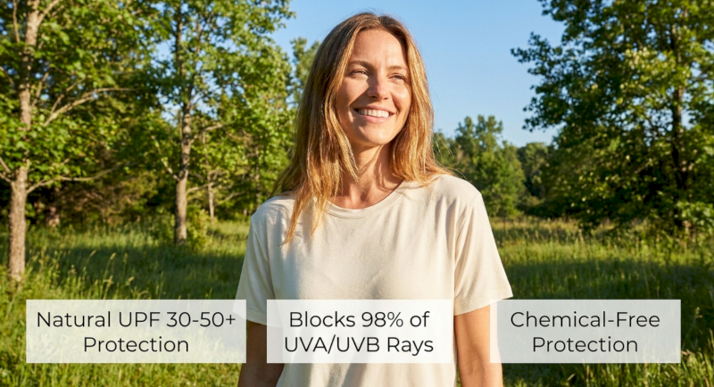 Bamboo is a naturally UV-blocking fabric, perfect for long-lasting, protective activewear and outdoor clothing.
